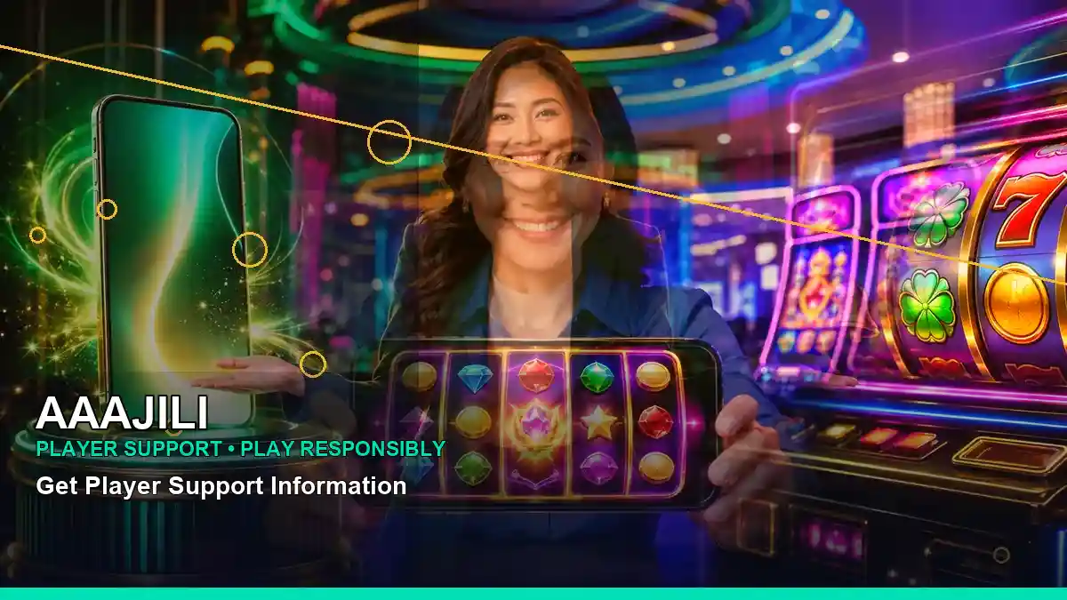 AAAJILI gold jackpot slot games featuring an adult Filipina casino host with a right close-up composition